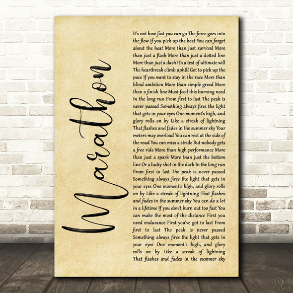 Rush Marathon Rustic Script Song Lyric Quote Music Poster Print