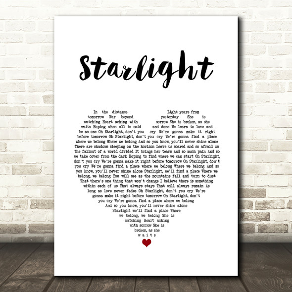 Slash Feat. Myles Kennedy Starlight White Heart Song Lyric Quote Music Poster Print