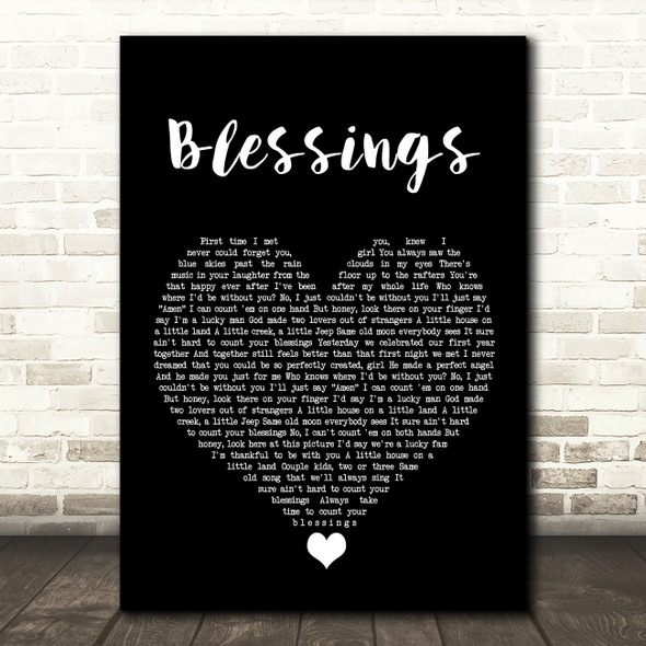 Florida Georgia Line Blessings Black Heart Song Lyric Quote Music Poster Print