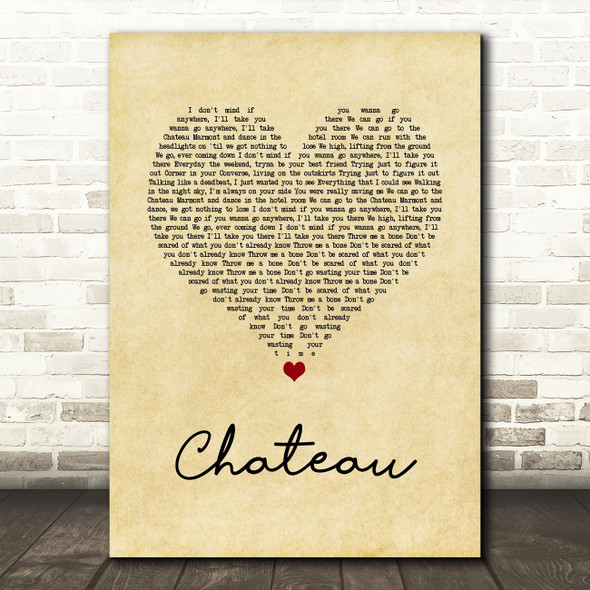 Angus & Julia Stone Chateau Vintage Heart Song Lyric Quote Music Poster Print