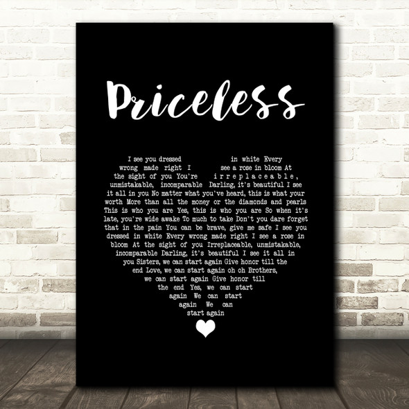 for KING & COUNTRY Priceless Black Heart Song Lyric Quote Music Poster Print