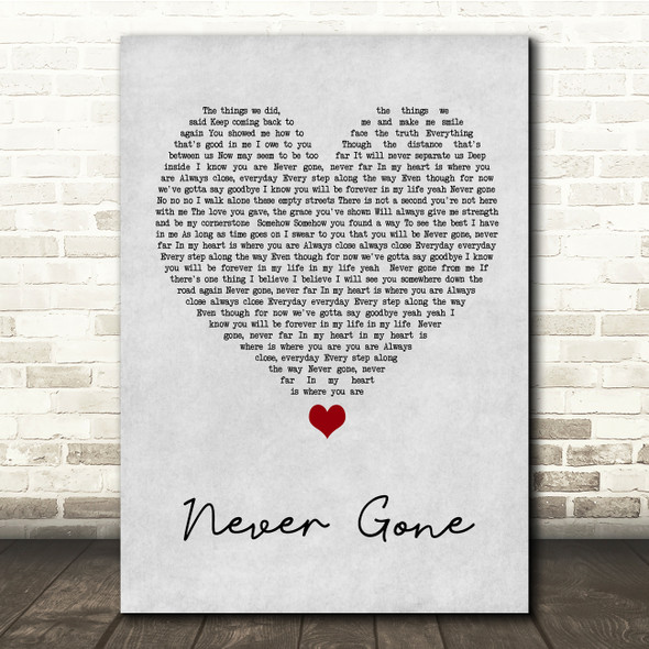 Backstreet Boys Never Gone Grey Heart Song Lyric Quote Music Poster Print