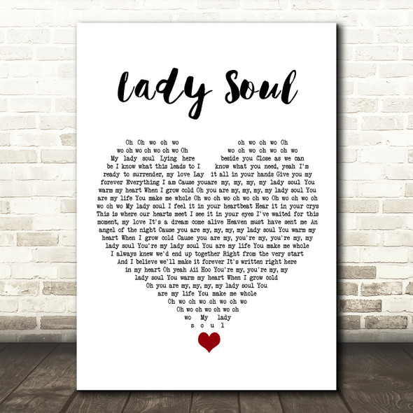 The Temptations Lady Soul White Heart Song Lyric Quote Music Poster Print