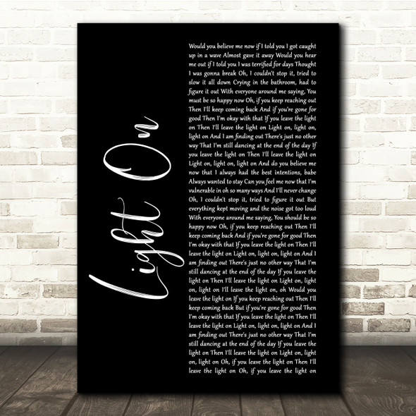 Maggie Rogers Light On Black Script Song Lyric Quote Music Poster Print