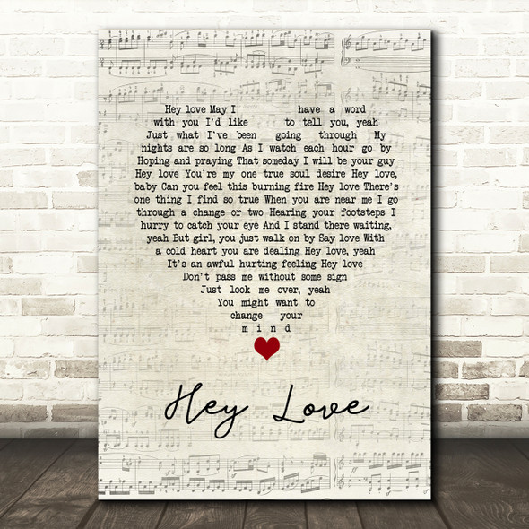 Stevie Wonder Hey Love Script Heart Song Lyric Quote Music Poster Print