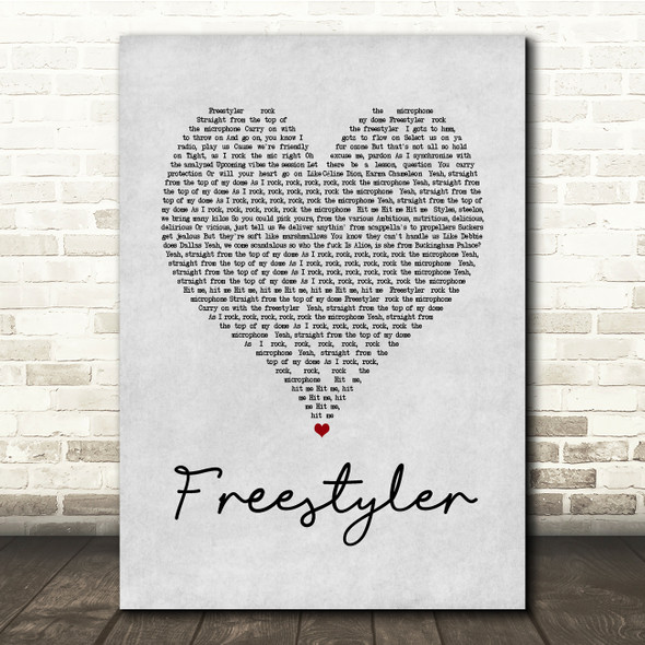 Bomfunk MC's Freestyler Grey Heart Song Lyric Quote Music Poster Print