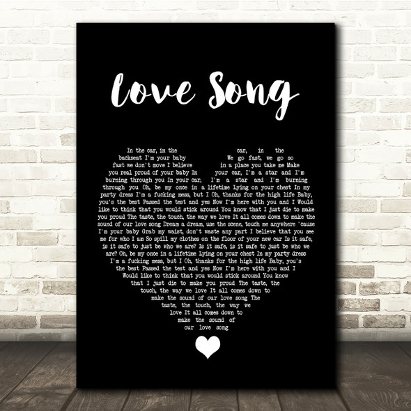 Lana Del Rey Love Song Black Heart Song Lyric Quote Music Poster Print