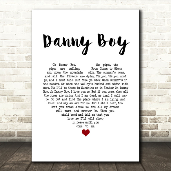 Eva Cassidy Danny Boy White Heart Song Lyric Quote Music Poster Print