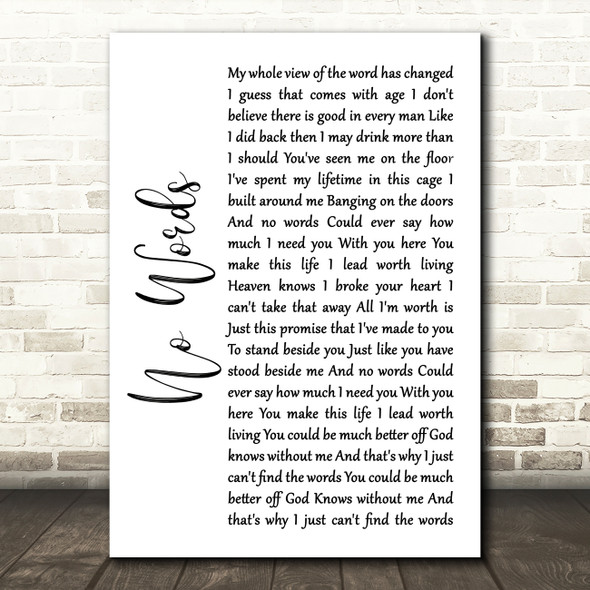 Cody Jinks No Words White Script Song Lyric Quote Music Poster Print