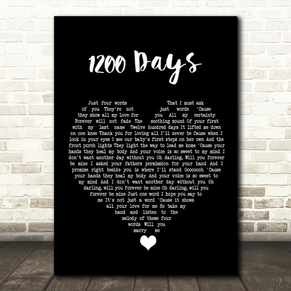 Eric Baker 1200 Days Black Heart Song Lyric Quote Music Poster Print