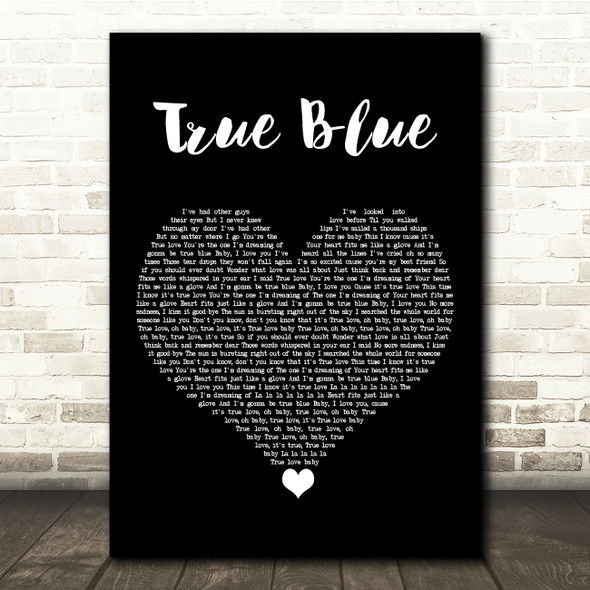 Madonna True Blue Black Heart Song Lyric Quote Music Poster Print