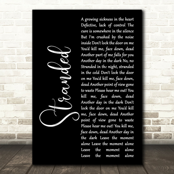 Gojira Stranded Black Script Song Lyric Quote Music Poster Print