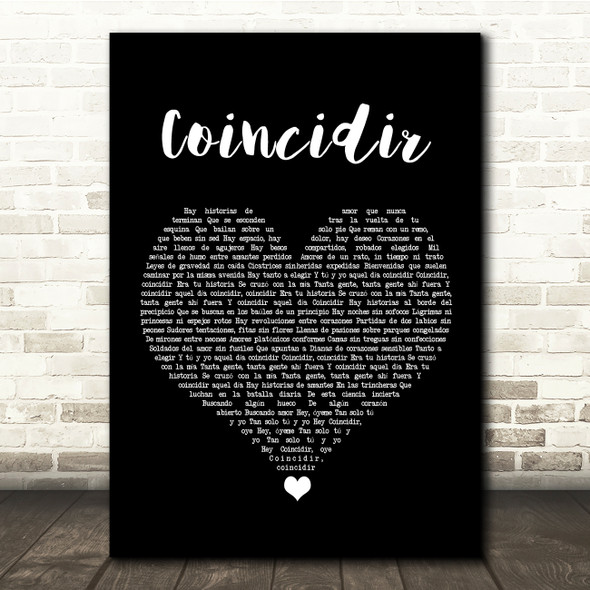 Macaco Coincidir Black Heart Song Lyric Quote Music Poster Print