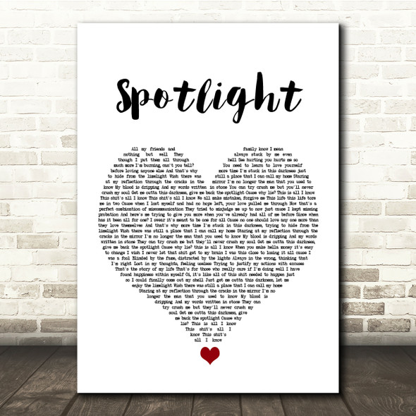 Dappy Spotlight White Heart Song Lyric Quote Music Poster Print