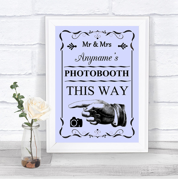 Lilac Photobooth This Way Left Personalized Wedding Sign