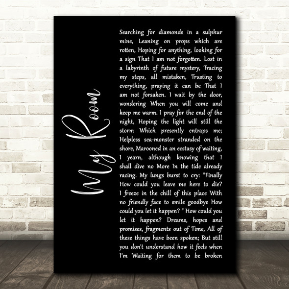 Peter Hammill My Room Black Script Song Lyric Quote Music Poster Print