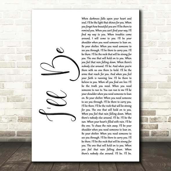 Reba McEntire I'll Be White Script Song Lyric Quote Music Poster Print