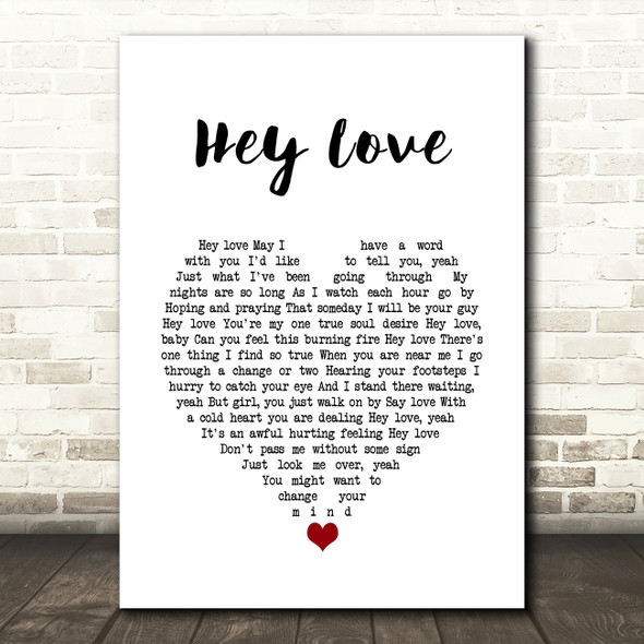 Stevie Wonder Hey Love White Heart Song Lyric Quote Music Poster Print