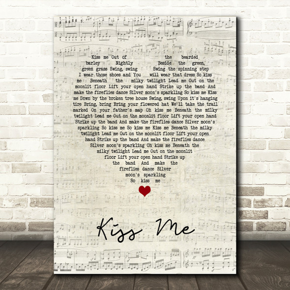 Jason Walker Kiss Me Script Heart Song Lyric Quote Music Poster Print