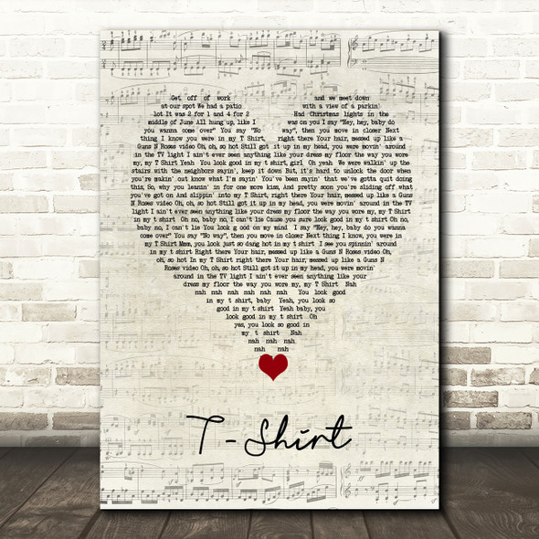 Thomas Rhett T-Shirt Script Heart Song Lyric Quote Music Poster Print