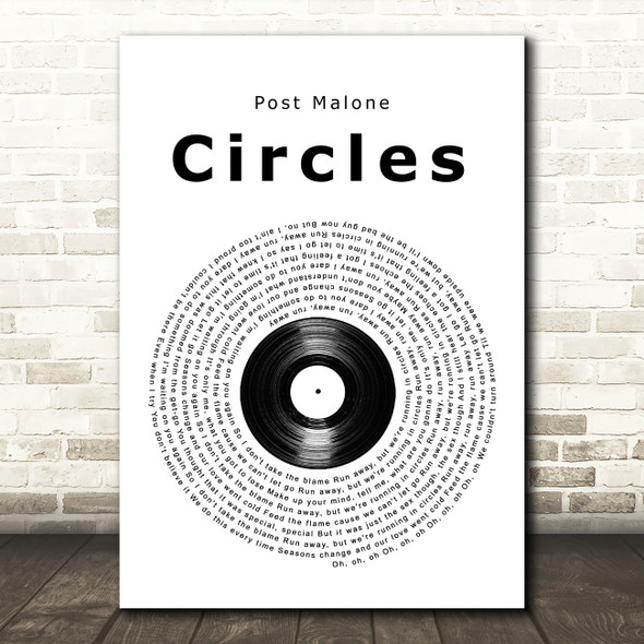 Post Malone Circles Vinyl Record Song Lyric Quote Music Poster Print