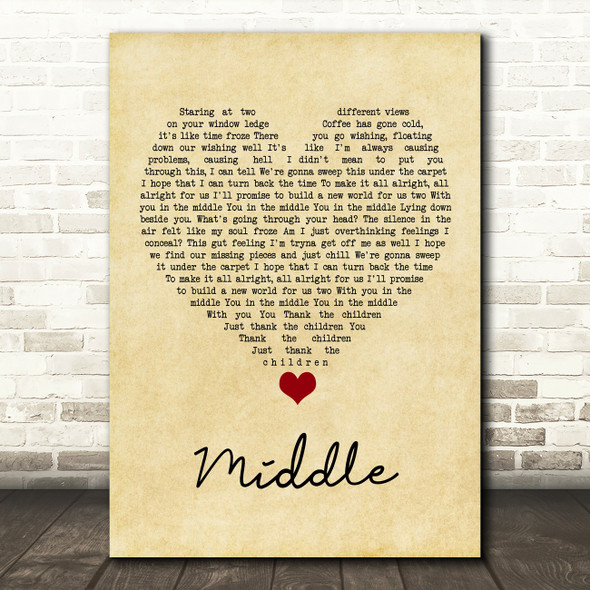 DJ Snake Middle Vintage Heart Song Lyric Quote Music Poster Print