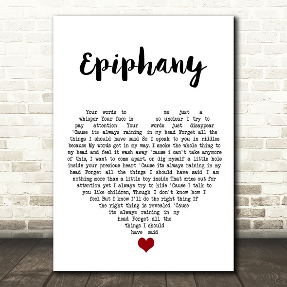 Staind Epiphany White Heart Song Lyric Quote Music Poster Print