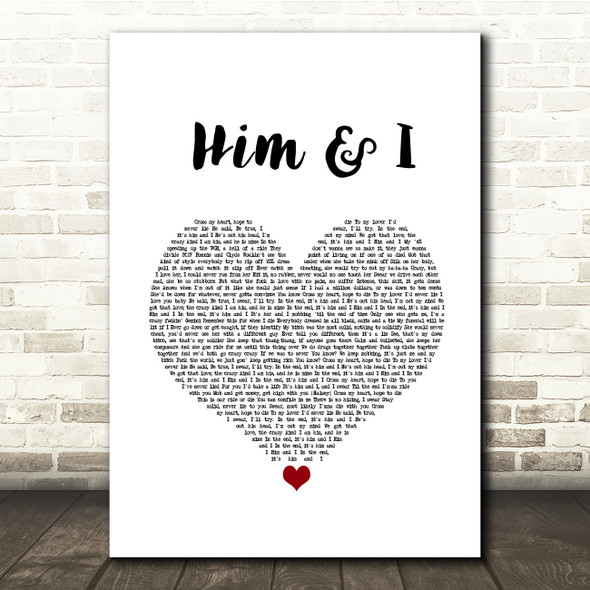 G-Eazy feat. Halsey Him & I White Heart Song Lyric Quote Music Poster Print