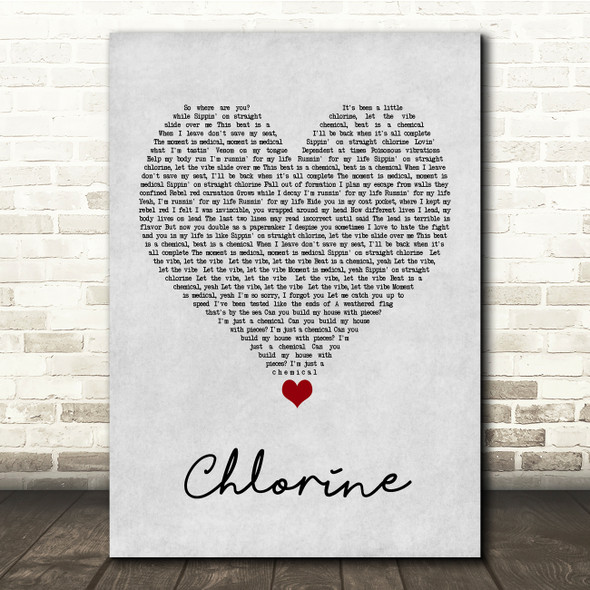 Twenty One Pilots Chlorine Grey Heart Song Lyric Quote Music Poster Print