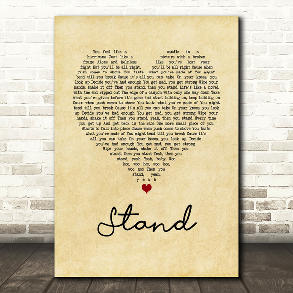 Rascal Flatts Stand Vintage Heart Song Lyric Quote Music Poster Print