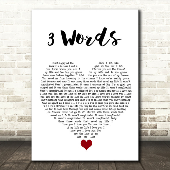 Cheryl Cole 3 Words White Heart Song Lyric Quote Music Poster Print