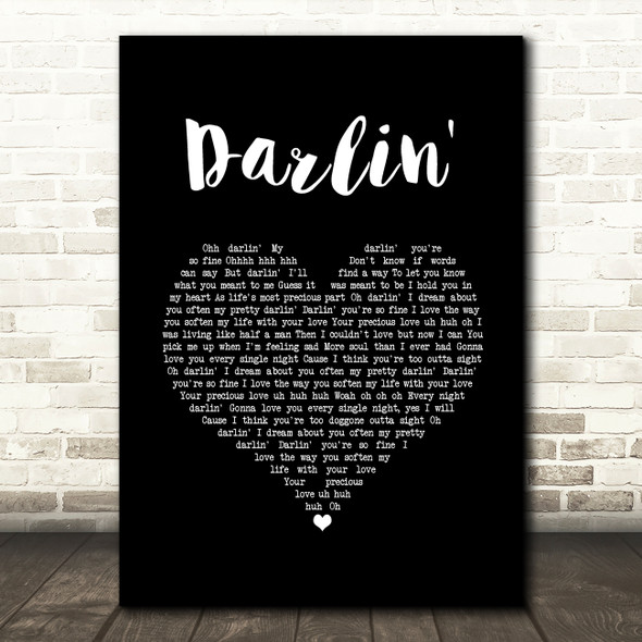 Beach Boys Darlin' Black Heart Song Lyric Quote Music Poster Print