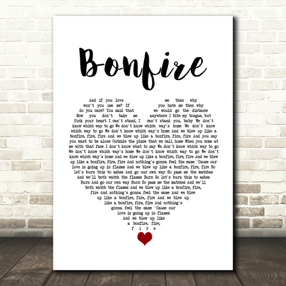 The Hunna Bonfire White Heart Song Lyric Quote Music Poster Print