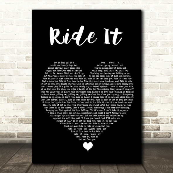 Jay Sean Ride It Black Heart Song Lyric Quote Music Poster Print