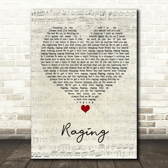 Kygo Raging Script Heart Song Lyric Quote Music Poster Print