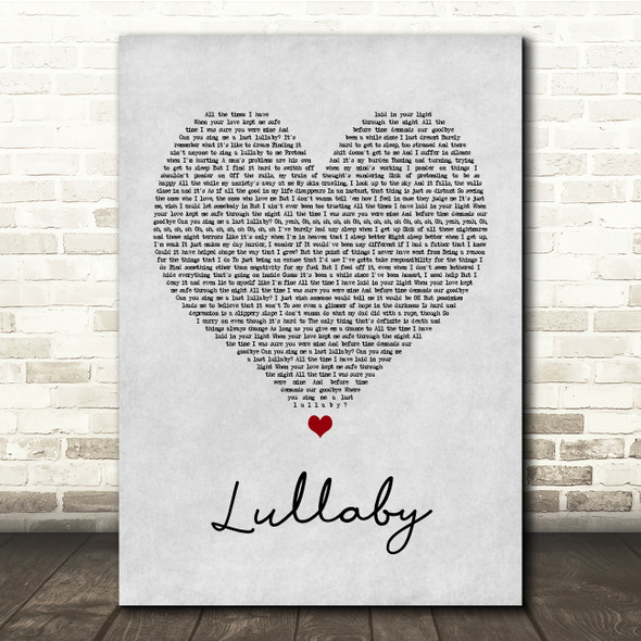 Professor Green Lullaby Grey Heart Song Lyric Quote Music Poster Print