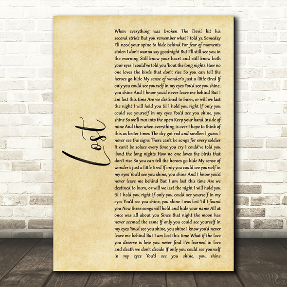 Dermot Kennedy Lost Rustic Script Song Lyric Quote Music Poster Print