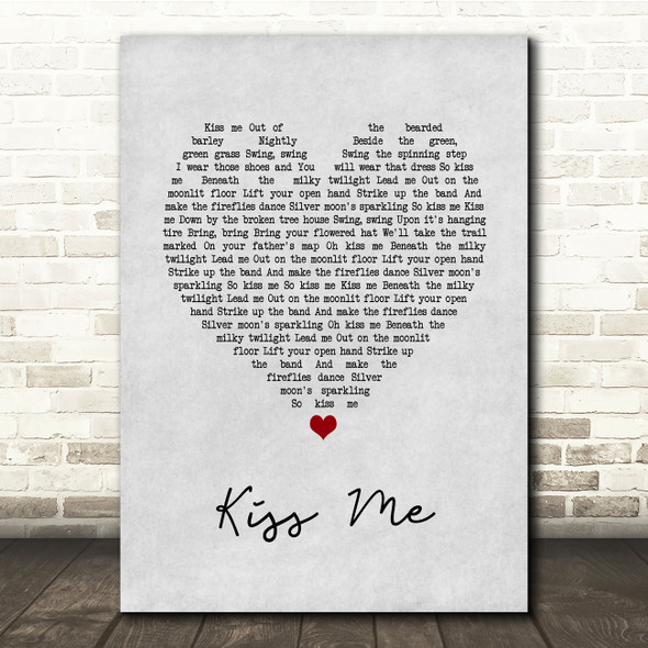 Jason Walker Kiss Me Grey Heart Song Lyric Quote Music Poster Print