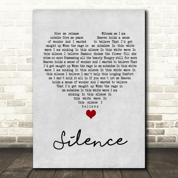 Delerium Silence Grey Heart Song Lyric Quote Music Poster Print