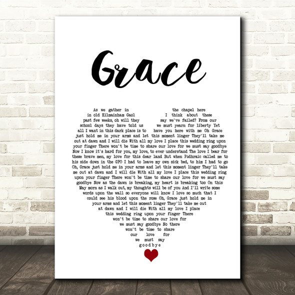 Rod Stewart Grace White Heart Song Lyric Quote Music Poster Print