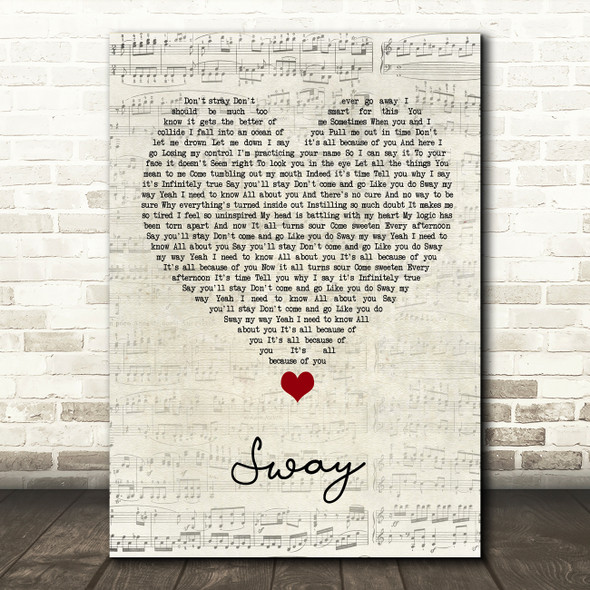 Bic Runga Sway Script Heart Song Lyric Quote Music Poster Print