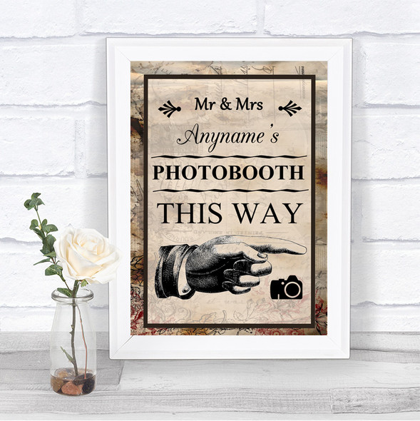 Vintage Photobooth This Way Right Personalized Wedding Sign