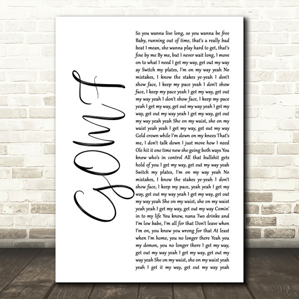 DVBBS GOMF White Script Song Lyric Quote Music Poster Print