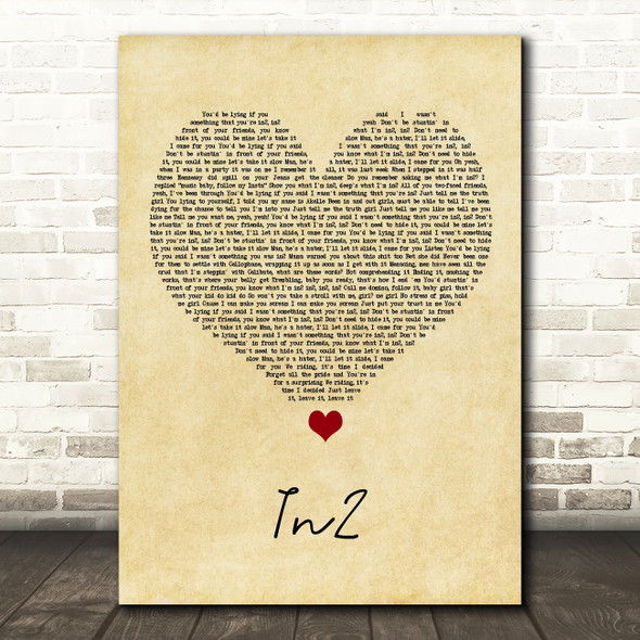 WSTRN In2 Vintage Heart Song Lyric Quote Music Poster Print