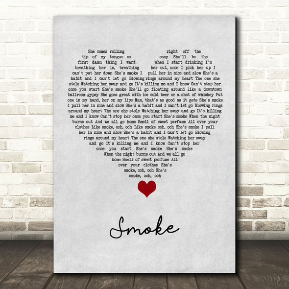 A Thousand Horses Smoke Grey Heart Song Lyric Quote Music Poster Print