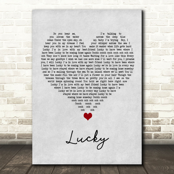 Jason Mraz Lucky Grey Heart Song Lyric Quote Music Poster Print