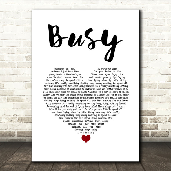 Olly Murs Busy White Heart Song Lyric Quote Music Poster Print