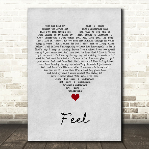 Robbie Williams Feel Grey Heart Song Lyric Quote Music Poster Print