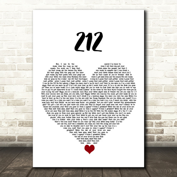 Azealia Banks 212 White Heart Song Lyric Quote Music Poster Print