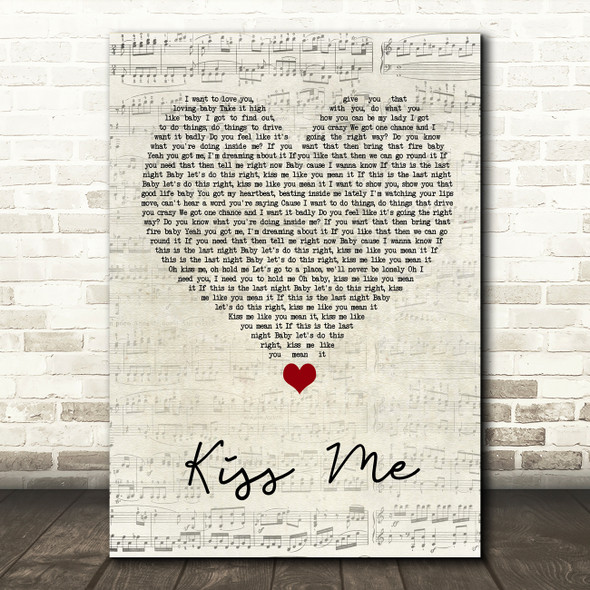 Olly Murs Kiss Me Script Heart Song Lyric Quote Music Poster Print
